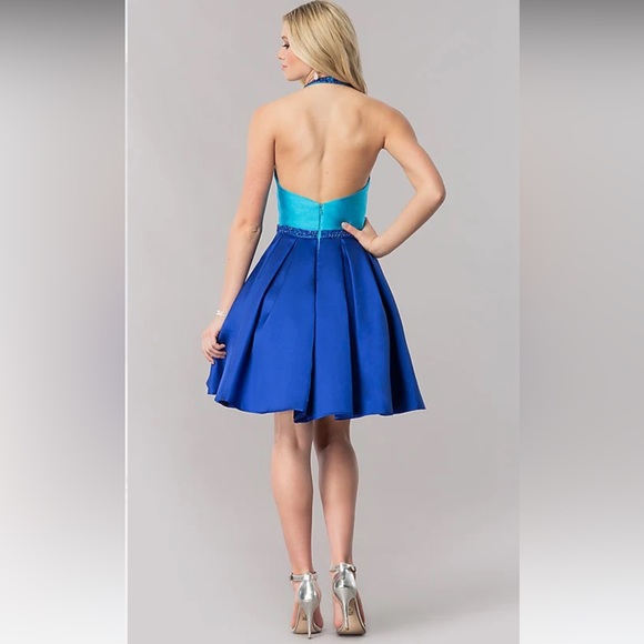 COLORS DRESS Short Royal Blue Color Block Gown Size 0 - Picture 4 of 14